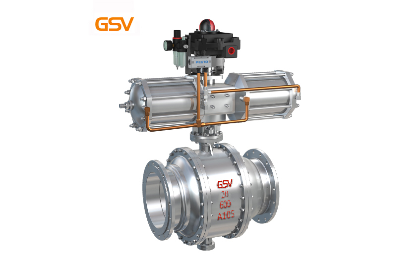 Three-piece pneumatic ball valve